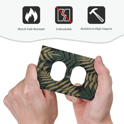 Outlet Covers Botanical Fern Green Leaf Forest 1 Gang Duplex Light Switch Cover Decorative Switch Plates Electrical Receptacle Faceplate Wall Plate For Bed Room Home Decor
