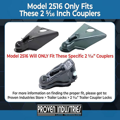 Proven Industries Model 2516 Trailer Lock, Fits Select 2 5/16-Inch Couplers, Secures Safety Chains, Made in The USA, (Blue)