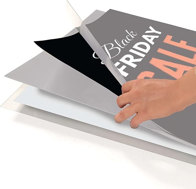M&T Displays Metal Eco Info Board Black 18x60 Inches Slide-in Poster Sign Holder 1 Tier Double Sided Floor Standing Advertising Display with Backing and Anti-Glare PET Cover