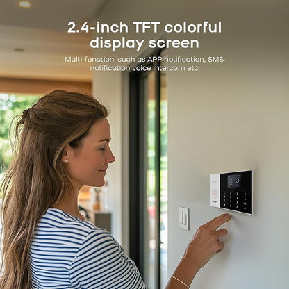 PGST 8 Pieces Smart Home Alarm System,Wireless Door Alarm Sensors,Motion Detector,Remote,4G SMS/Call/Tuya App Real-Time Alerts,Compatible with Alexa/Google for House,Villa,Apartment,Kids Safety