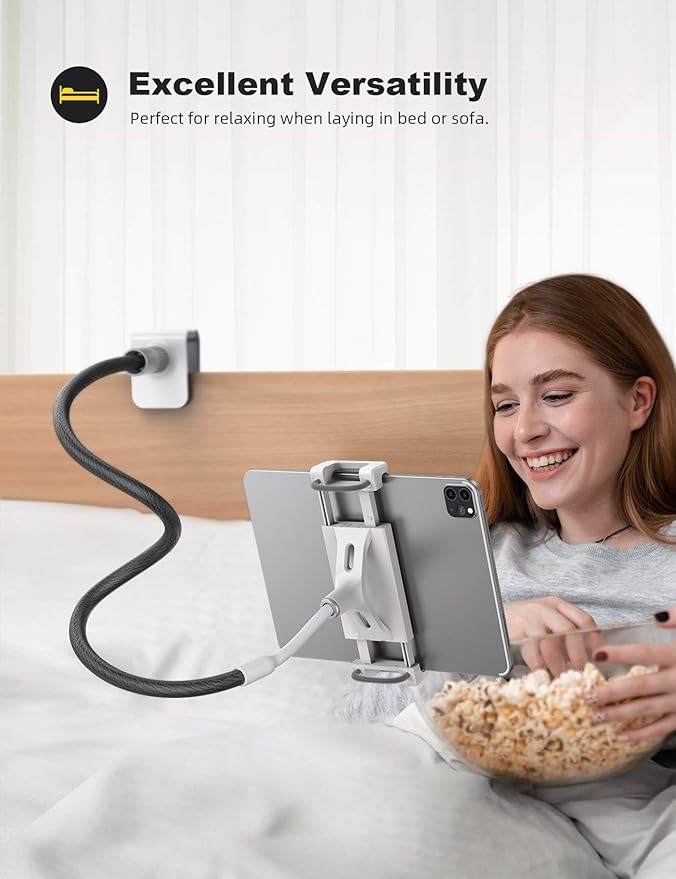 Lamicall Gooseneck Tablet Holder Mount : Flexible Arm Clip Tablet Stand for Bed, Desk Mount, Compatible with iPad Pro 11", Mini Air, Galaxy Tabs More 4.7 to 10.5" Phones and Tablets