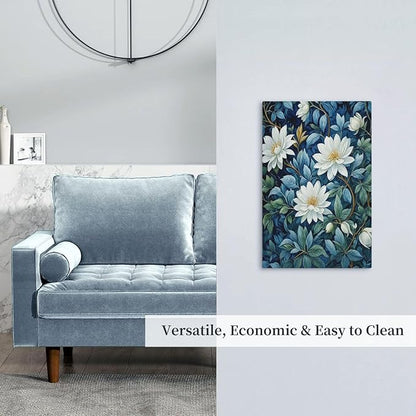 White Flowers Green Leaves Light Switch Covers No Device Wall Plate 1 Gang Decorative Blank Switchplate Electrical Faceplate for Country Living Bedroom Decor