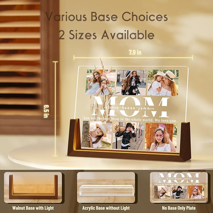 Personalized Mothers Day Picture Frame for Mom, Custom Gifts for Mother's Day from Daughter Son Kids, Customized Photos Gifts for Wife from Husband, Best Mom Ever Gifts