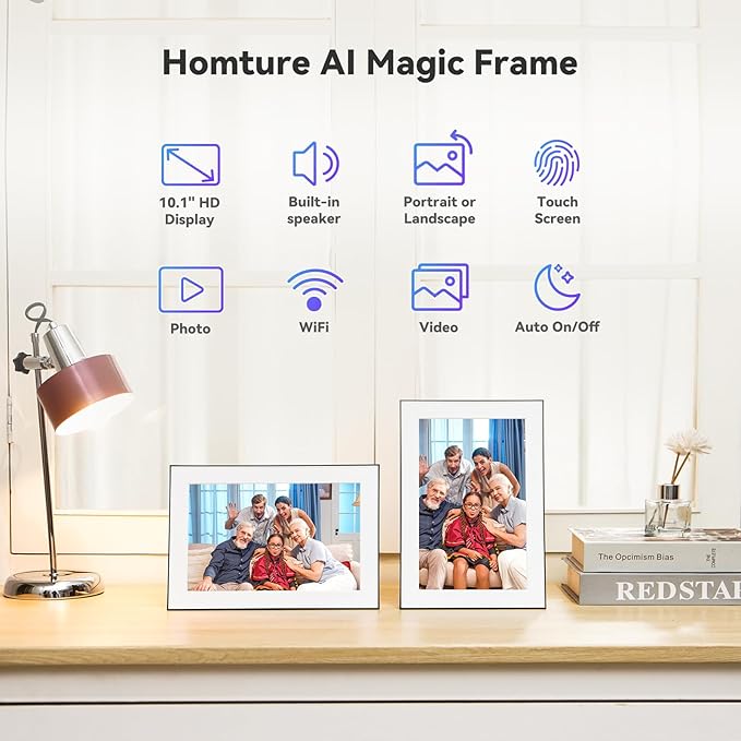 Digital Picture Frame - 10.1" HD Display AI Magic Frame, Touch Screen Digital Photo Frame with Easy Setup, Unlimited Cloud Storage, Gifts for Parents and Grandparents