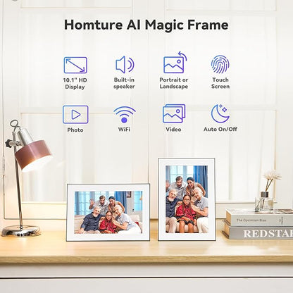 Digital Picture Frame - 10.1" HD Display AI Magic Frame, Touch Screen Digital Photo Frame with Easy Setup, Unlimited Cloud Storage, Gifts for Parents and Grandparents