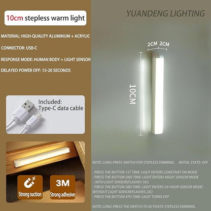 4 PCS Punch-Free Smart Sensor Magnetic Rechargeable Led Lights, Motion Sensor Light Indoor, USB C Rechargeable Closet Under Counter Lighting for Kitchen,Cupboard,Wardrobe (3.9in Warm Light)