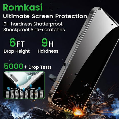 4 Pack Privacy Screen Protector for iPhone 15 Plus 6.7 Inch with 4 Pack Camera Lens Protector, Anti Spy Tempered Glass Film, Anti-Scratch, Touch Sensitive, Case Friendly