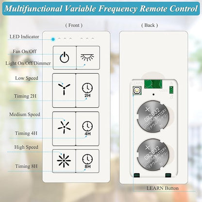 Universal Ceiling Fan Remote Control Kit, Ceiling Fan Wall Switch for 3 Speed and Light Dimmer, Compatible with Hampton Bay Harbor Breeze Hunter, 2-8H Timmer