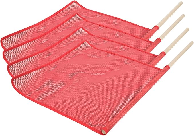 Mytee Products Red Safety Flags for Trucks with Dowel, DOT Compliant - 18 Inch x 18 Inch High Visibility Vinyl Mesh Warning Flags, 4 Pack