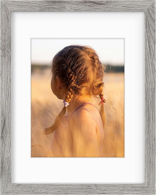 Golden State Art, 11x14 Picture Frame with Mat for 8x10 - High Definition Glass Wall Mounting Horizontal Vertical Display (Gray, 1 Pack)