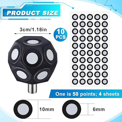 Kingdder 10 Pcs Multi-Angle Marker Set 4 Sheet 200 Point 6.0 mm 3D Scanner Markers Dot Stickers Scanning Spray Scanner Turntable Compatible Tracking Dot Reference Point for 3D Scanning
