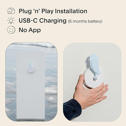Birdie 2.0 - Design Indoor CO2 Monitor - Air Quality Meter for Home & Office - Promotes Mental & Physical Health - Modern Interior Decor - Reducing Health Risks with Clean Air (Glacier, FullBirdie)