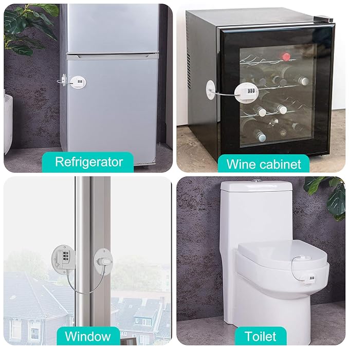 Refrigerator Lock - Heavy Duty Combination Fridge Lock, Child Proof Cabinet Locks,No Keys Needed(White- 1 Pack)