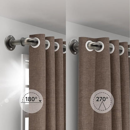 Industrial Curtain Rods 18 to 88 in,Wrap Around Rods, Adjustable Curtain Pole,1 in Diameter Pipe Wall or Ceiling Mounted,for Living Room(Antique Nickel 18” to 88”)