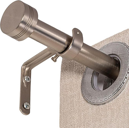 Brushed Nickel Curtain Rod for Windows 18 to 144 Inches, 1 Inch Adjustable Drapery Pole, Heavy Duty Outdoor/Indoor Modern Curtain Rods, Easy Installation(Satin Nickel 18"-144")