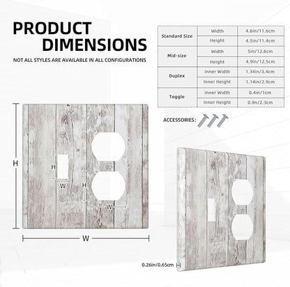 Wallplates Rustic Vintage White Wood Grain 1 Toggle 1 Duplex Switch Plate Electrical GFCI Faceplate Decorative Light Switch Covers for Farmhouse Home Decor