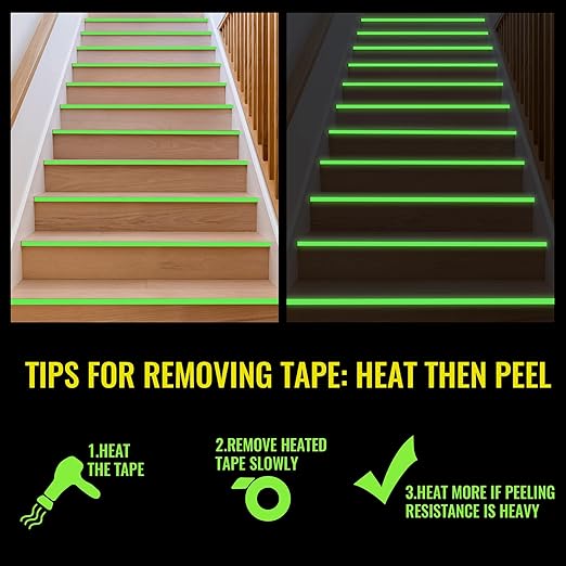 Glow Tape Glow in The Dark Waterproof Outdoor 0.6 Inch x 33 Feet Fluorescent Tape Luminous Tape Halloween Decorations and Stage