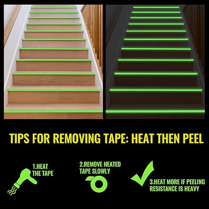 Glow Tape Glow in The Dark Waterproof Outdoor 0.6 Inch x 33 Feet Fluorescent Tape Luminous Tape Halloween Decorations and Stage