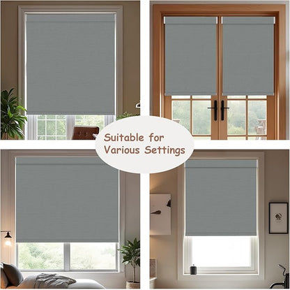 Motorized Roller Blinds with Remote, 100% Blackout Automatic Roller Shades for Bedroom, Bathroom, and Living Room, Customized Size, Moonlit Fog Gray