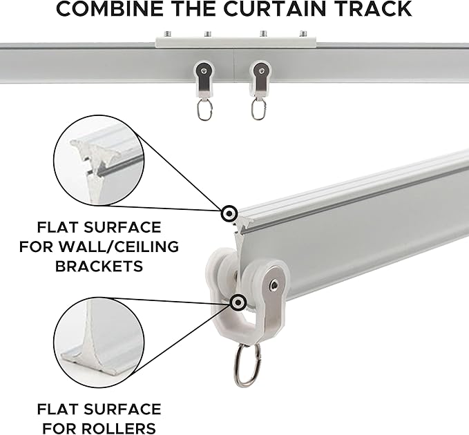 Aluminum Flexible Ceiling Curtain Track – 3ft-16.4ft / 5m Bendable Wall/Ceiling Mount Rail, Smooth Glide System for Bay Windows, RVs, Room Dividers, Showers – Easy Install & Custom Fit