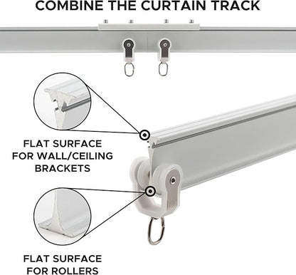 Aluminum Flexible Ceiling Curtain Track – 3ft-13.1ft / 4m Bendable Wall/Ceiling Mount Rail, Smooth Glide System for Bay Windows, RVs, Room Dividers, Showers – Easy Install & Custom Fit
