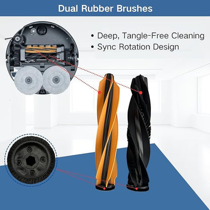 Robot Vacuum Replacement Accessories Kit Compatible with Dreame L50 Ultra, Dreame X50 Ultra, Mova V50 Ultra, Dreame L40s Ultra - 8 Mop Pad,7 Dust Bag,6 Side Brush,6 Filter,2 Detangling Dual Main Brush