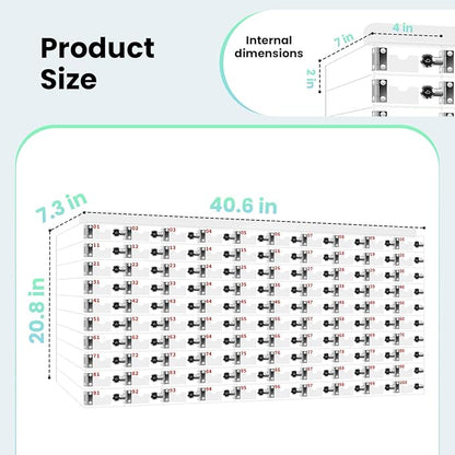 100 Slots Clear Acrylic Cell Phone Locker Box Wall-Mounted with Keys, Lockable Secure Storage Cabinet for Classroom Office Gym, Multi-Use Phone Lock Organizer for Employees Students (Small)
