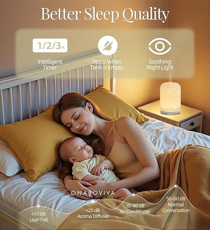 Essential Oil Diffuser – 2.4MHz Ultrasonic Aromatherapy Diffuser, Health Night Light, Timer & Auto Shut-Off, BPA-Free, 120ml Ceramic Oil Diffuser for Home, Office, or Spa, Yoga
