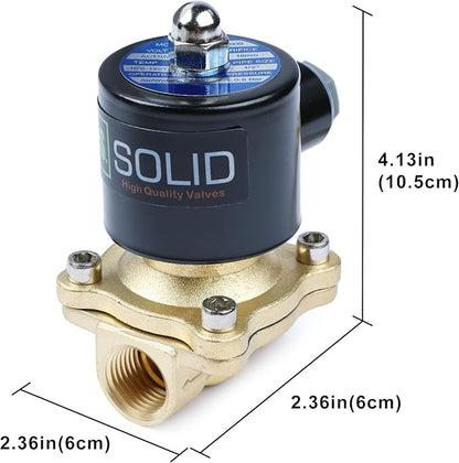 U.S. Solid 1/2" Brass Electric Solenoid Valve110VAC VITON SEAL N.C. (Air, Gas, Fuel...)