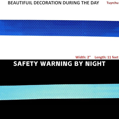 Non Fading Reflective Tape Blue 2 inch, Outdoor Waterproof High Visibility Warning Industrial Marking Tape, Safety Stickers (11 feet)