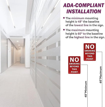 No Smoking Beyond This Point Sign - ADA Compliant Digitally Printed Text Wall Sign - Smoke-Free Area Signs for Offices, Businesses, Hotels & Restaurants - Plastic 5” x 3.5”