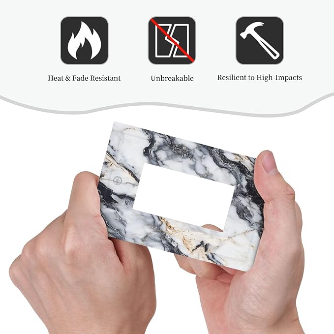 Decorative Outlet Covers Black Gold Marble Abstract Modern Luxury 1 Gang Single Rocker Light Switch Cover Plate GFCI Wall Plates Electrical Switch Plate Cover for Bedroom Home Decor