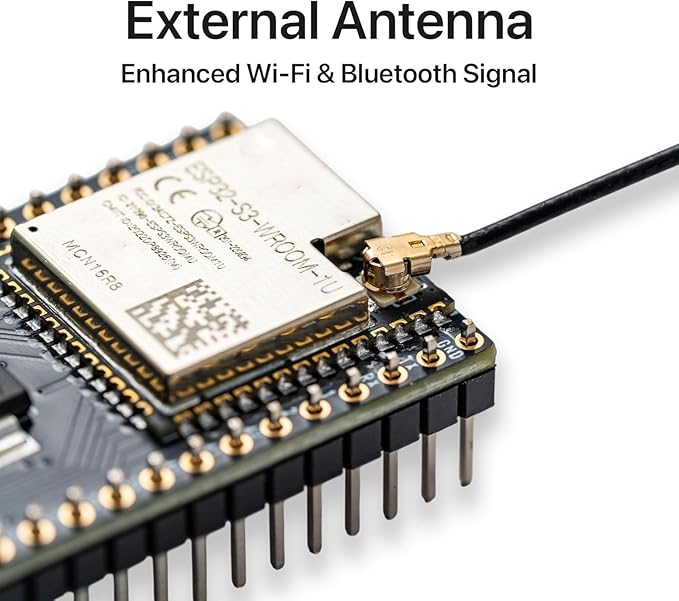 ESP32-S3 Development Board Gold Edition 16MB Flash 8MB PSRAM Dual USB-C IPEX Antenna WiFi Bluetooth for Arduino IoT Projects, MicroPython & ESP-IDF N16R8 (16MB +Antenna Gold Edition)