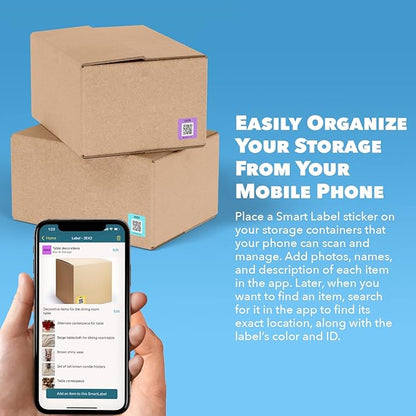 Smart Labels QR Code Stickers Pack of 48 (Modern) Made in USA - QR Code Labels for Storage & Inventory Tracking, Storage Unit Organization, App Stickers for Inventory Organization & Moving Supplies