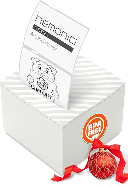Nemonic AI | Label Printer | Sticky Note | Compatible with CHATGPT | Inkless Bluetooth Thermal Label Printer for Small Business | Portable Wireless