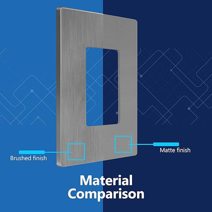 LIDER Brushed Finish Decorator Switch Cover, Screwless Wall Plate, Mid-Size 1-Gang 4.88" x 3.11", Unbreakable Polycarbonate Thermoplastic, UL Listed, LSWP-31M-BGY10P, Brushed Gray, 10 pack