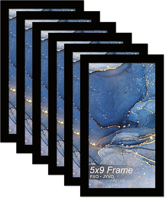 5x9 Picture Frame Set of 6, Black Frame for 5 x 9 Inch Picture Poster Photo, Light Weight and High Transparent 5 by 9 Frame for Wall - 6 Pack/Black/5"x9"