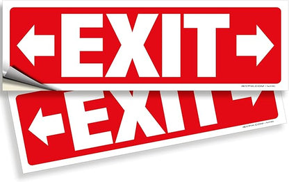 iSYFIX Exit Signs Stickers 2 Pack 12x4 Inch - Laminated Premium Vinyl Directional Right & Left Arrow Signs for Buildings, Office, Workplace, Stores, Schools, Theaters, Parking, Restaurants, Factories