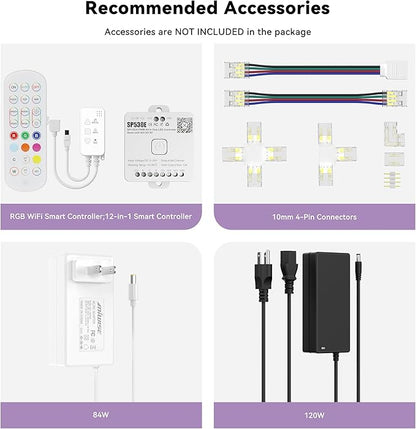 MIWISE RGB COB LED Strip Light 32.8ft/10m,Color Changing Dimmable Strip Light DC24V,Multicolor Flexible Tape Light 10mm Width,for TV,Bedroom,Party DIY Decoration(Power Supply&Controller NOT Included)