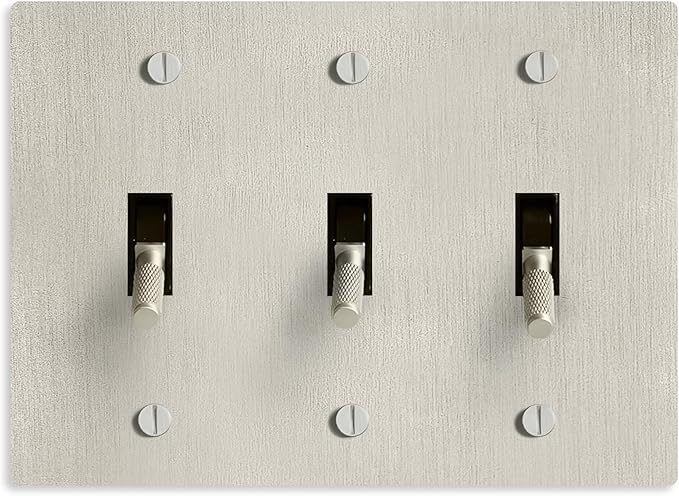 Select 15A 120V AC 3-Gang Toggle Switch, Vintage Satin Nickel Plated Single Pole 3 Way Compatible Wall Mount Toggle Switch, Included Faceplate & Switch Module, UL Listed