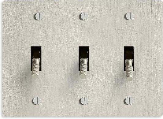 Select 15A 120V AC 3-Gang Toggle Switch, Vintage Satin Nickel Plated Single Pole 3 Way Compatible Wall Mount Toggle Switch, Included Faceplate & Switch Module, UL Listed