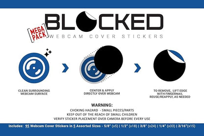 Stackable Webcam/Camera Vinyl Covers | 95 Low-Tack Restickable Webcam Stickers | 5-Sizes | Black 95-Pack (Ultra Glossy)