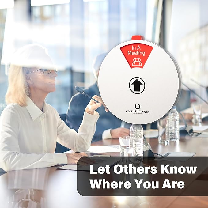 Office Door Signs: 6-in-1 Status Options Including Do Not Disturb, In A Meeting, Working Remotely, Out Of Office, Please Knock, Back Soon - Status Spinner Privacy Signs for Office and Home Use