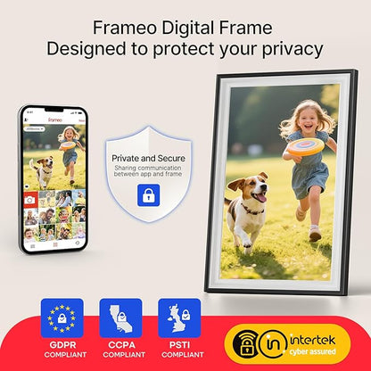Frameo 10.1" Digital Picture Frame, Smart WiFi Digital Photo Frame with 1280x800 HD IPS Touch Screen 32GB Storage Auto-Rotate Wall Mounted, Share Photos/Videos from Phone Anywhere(Black&White)
