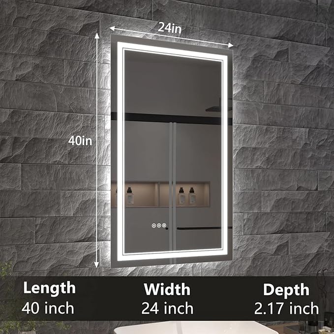LED Bathroom Mirror with Lights, Wall Mirrors
