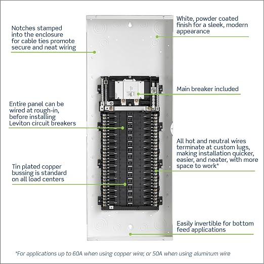 Leviton 30 Space, 30 Circuit Indoor Load Center with 100 Amp Main Circuit Breaker, LP310-BPD