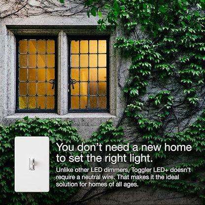 Lutron Ariadni/Toggler LED+ Dimmer Light Switch for Dimmable LED, Halogen and Incandescent Dimmer Switch, 150W, Single-Pole/3-Way, AYCL-153P-WH, White