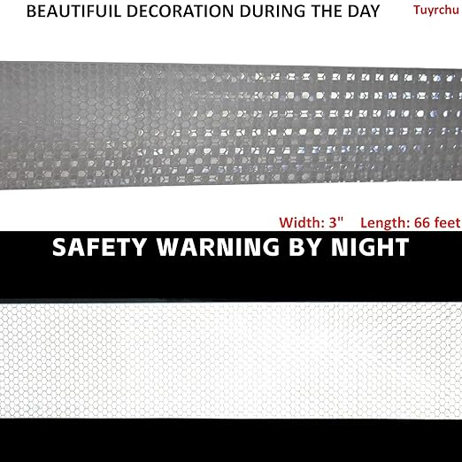 Reflective Tape White 3 inch, Outdoor Waterproof High Visibility Warning Industrial Marking Tape, Safety Stickers (68 feet)