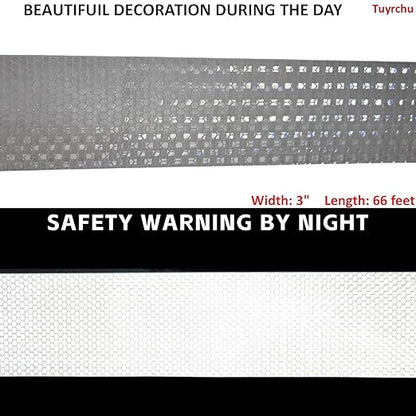 Reflective Tape White 3 inch, Outdoor Waterproof High Visibility Warning Industrial Marking Tape, Safety Stickers (68 feet)