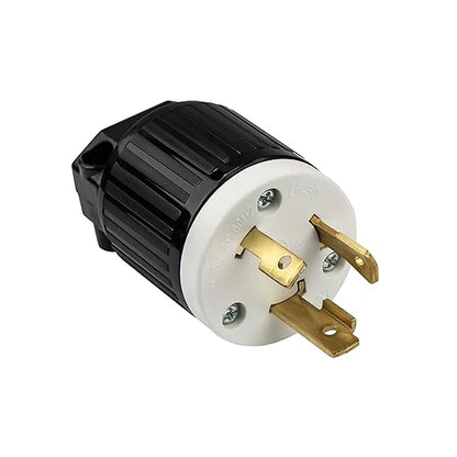 ENERLITES NEMA L6-30P Locking Plug Connector for Generator, Twist Lock Male Plug, 30 Amp, 250 Volt, 2 Pole, 3 Wire Grounding, Industrial Grade Heavy Duty, UL Listed, 66461-BK, Black